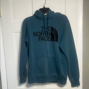 Men's NorthFace Half Dome Pullover Teal Blue Green Hooded Sweatshirt Medium